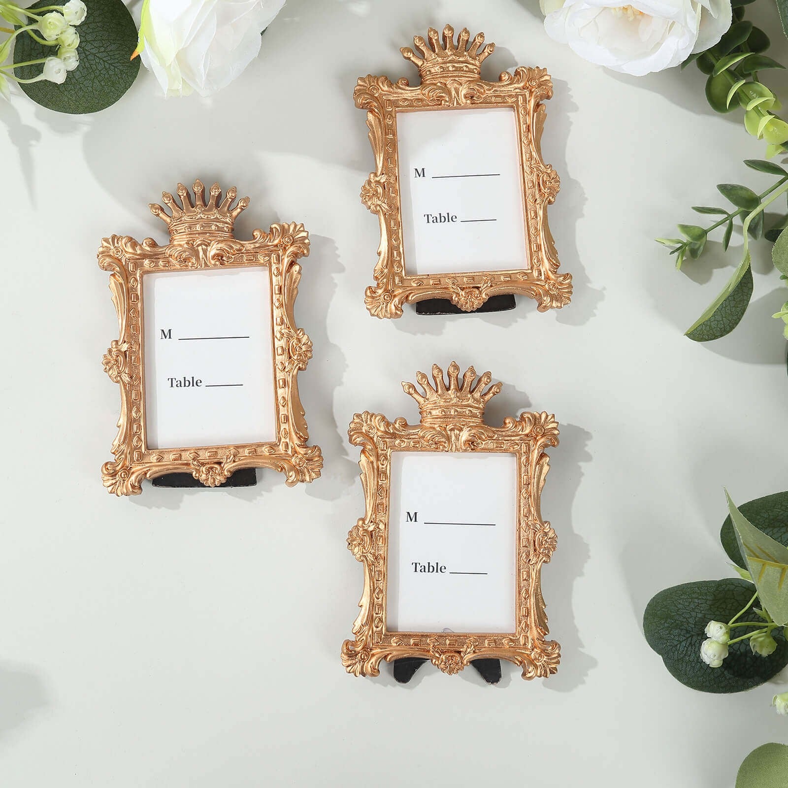 4 Square 4.5" Royal Crown Picture Frames Wedding Favors - Gold