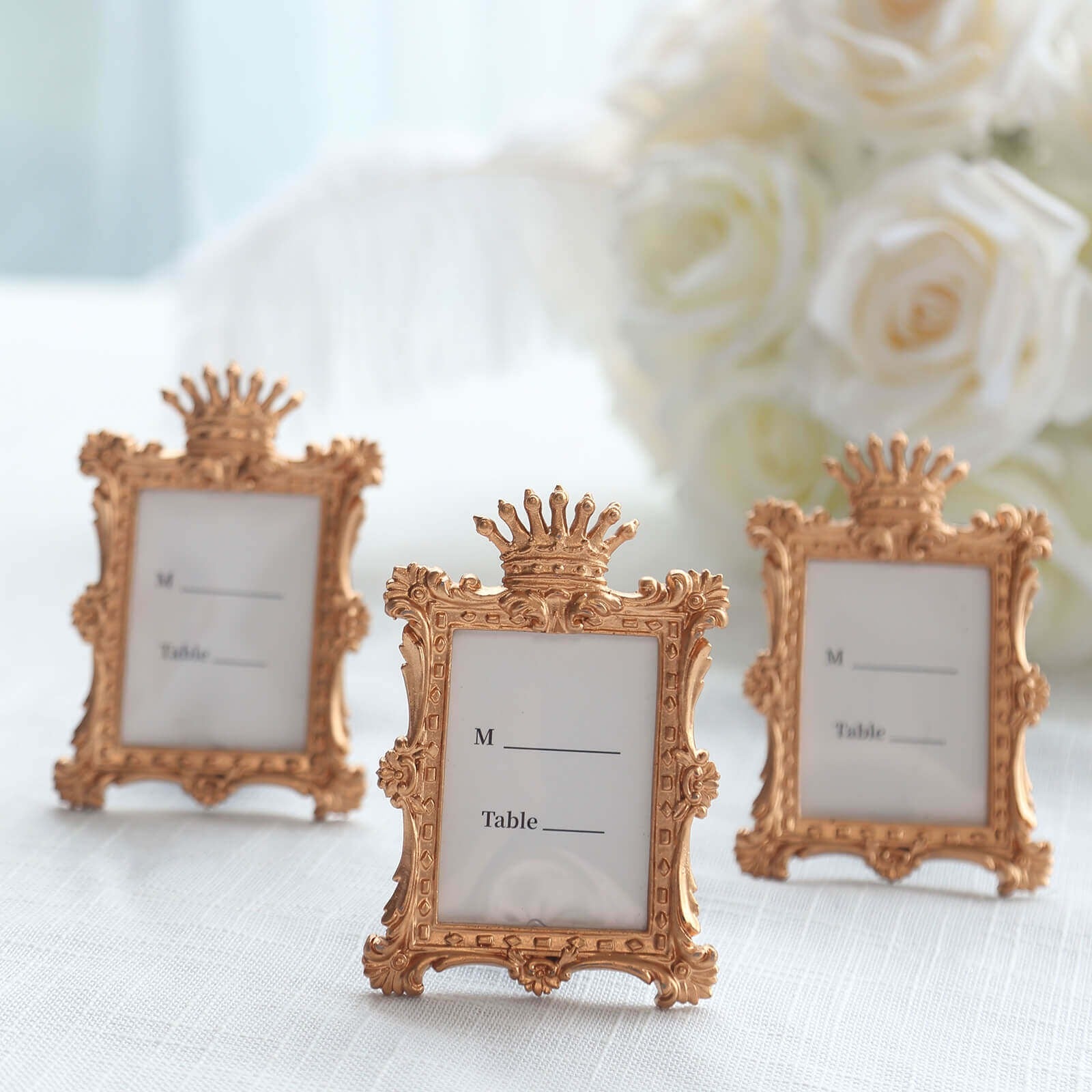 4 Square 4.5" Royal Crown Picture Frames Wedding Favors - Gold