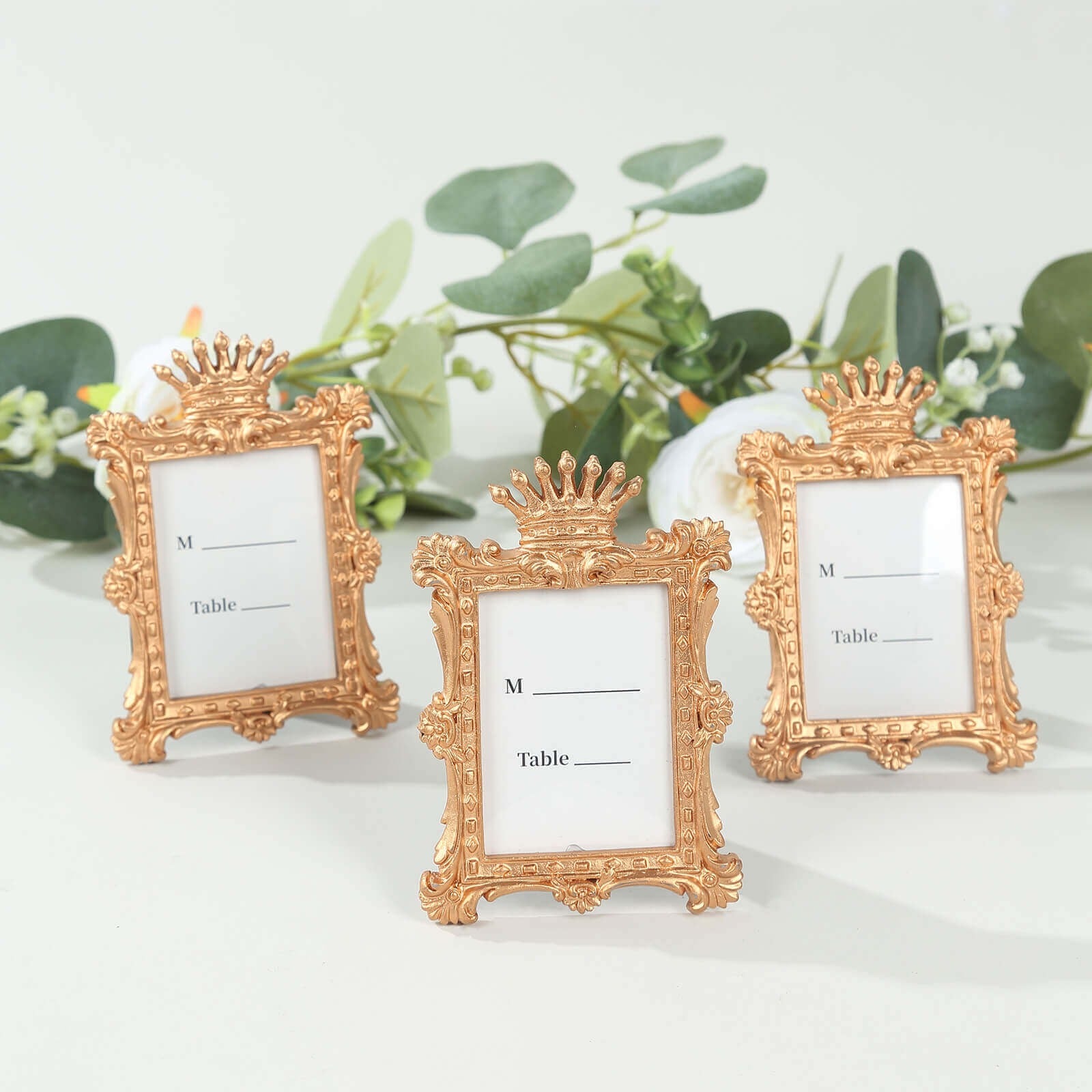 4 Square 4.5" Royal Crown Picture Frames Wedding Favors - Gold