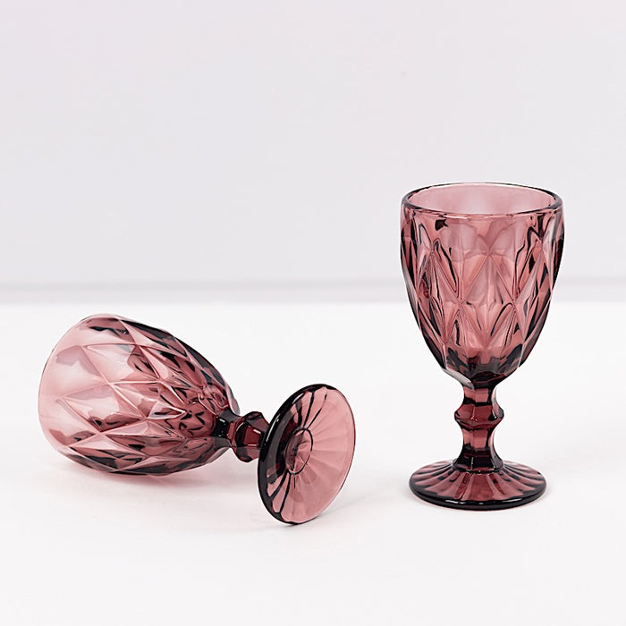 6 pcs 12 oz Crystal Cut Wine Glasses - Disposable Tableware