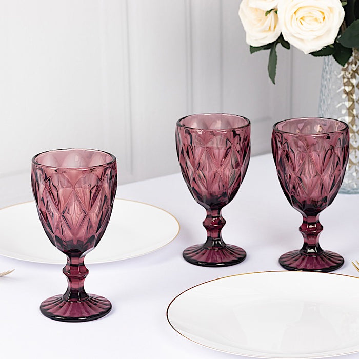 6 pcs 12 oz Crystal Cut Wine Glasses - Disposable Tableware