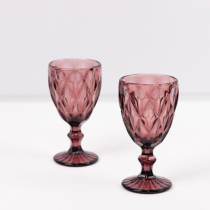 6 pcs 12 oz Crystal Cut Wine Glasses - Disposable Tableware