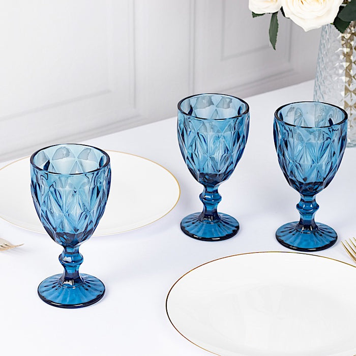 6 pcs 12 oz Crystal Cut Wine Glasses - Disposable Tableware