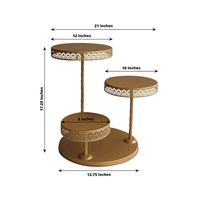 3-Tier Metal Cupcake Tower Dessert Stand - Gold