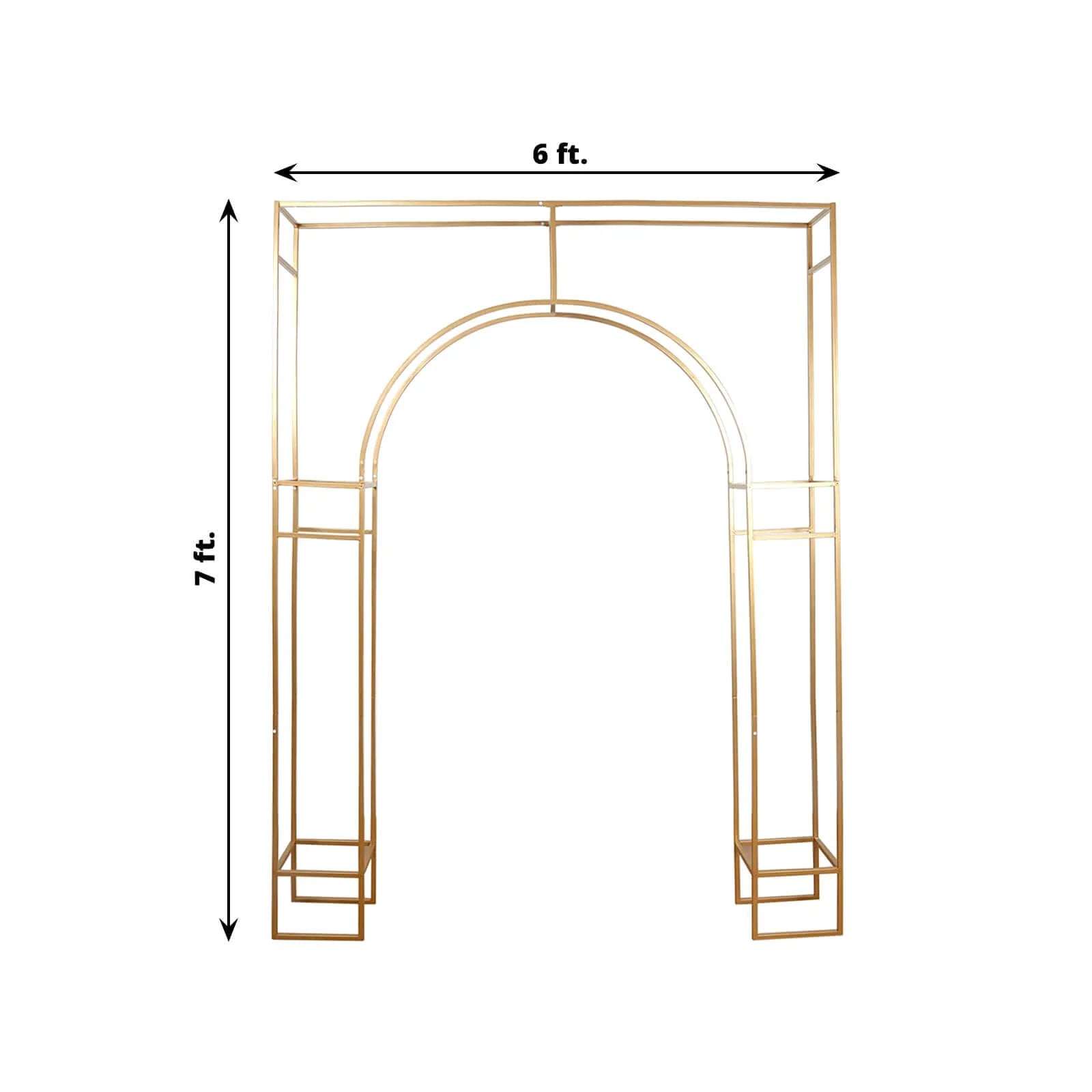 7 ft Metal Rectangular Wedding Arch in Arc de Triomphe Style - Gold