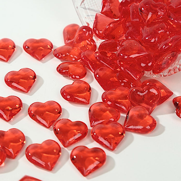 250 Acrylic Heart Diamond Gems Vase Fillers - Red