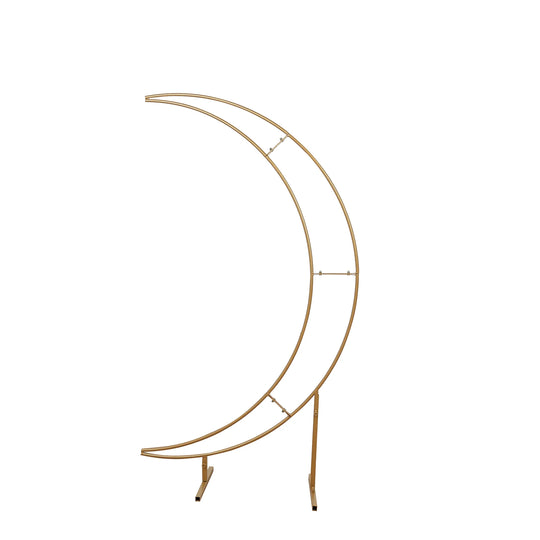 4 ft Metal Half Crescent Moon Wedding Arch Flower Stand - Gold