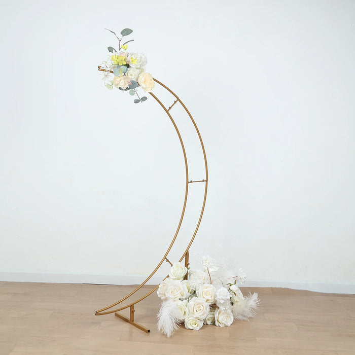 4 ft Metal Half Crescent Moon Wedding Arch Flower Stand - Gold