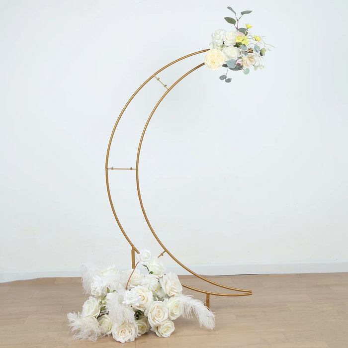 4 ft Metal Half Crescent Moon Wedding Arch Flower Stand - Gold