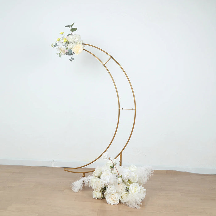 4 ft Metal Half Crescent Moon Wedding Arch Flower Stand - Gold