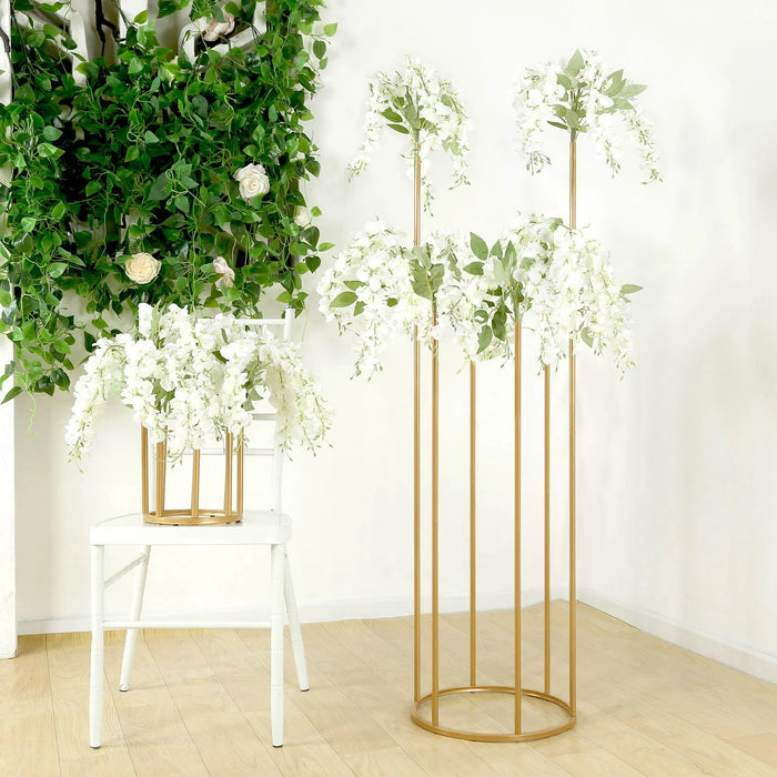 4ft Metal 6-Tubes Single Stem Flower Centerpiece Minimalist Style - Gold