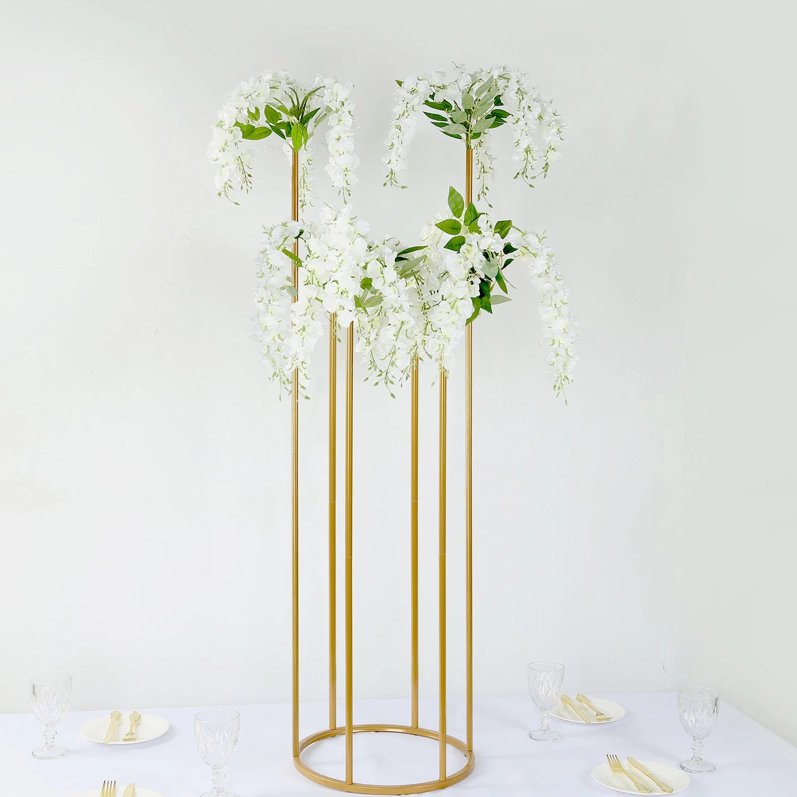 4ft Metal 6-Tubes Single Stem Flower Centerpiece Minimalist Style - Gold