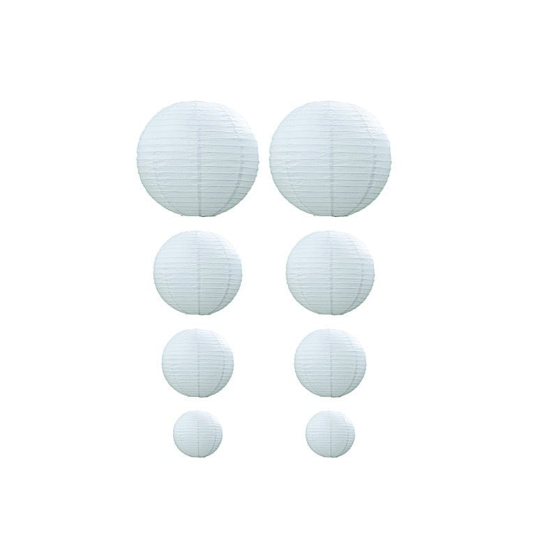 8 pcs Assorted Size 6 in 8 in 10 in 14 in Large Hanging Paper Lanterns