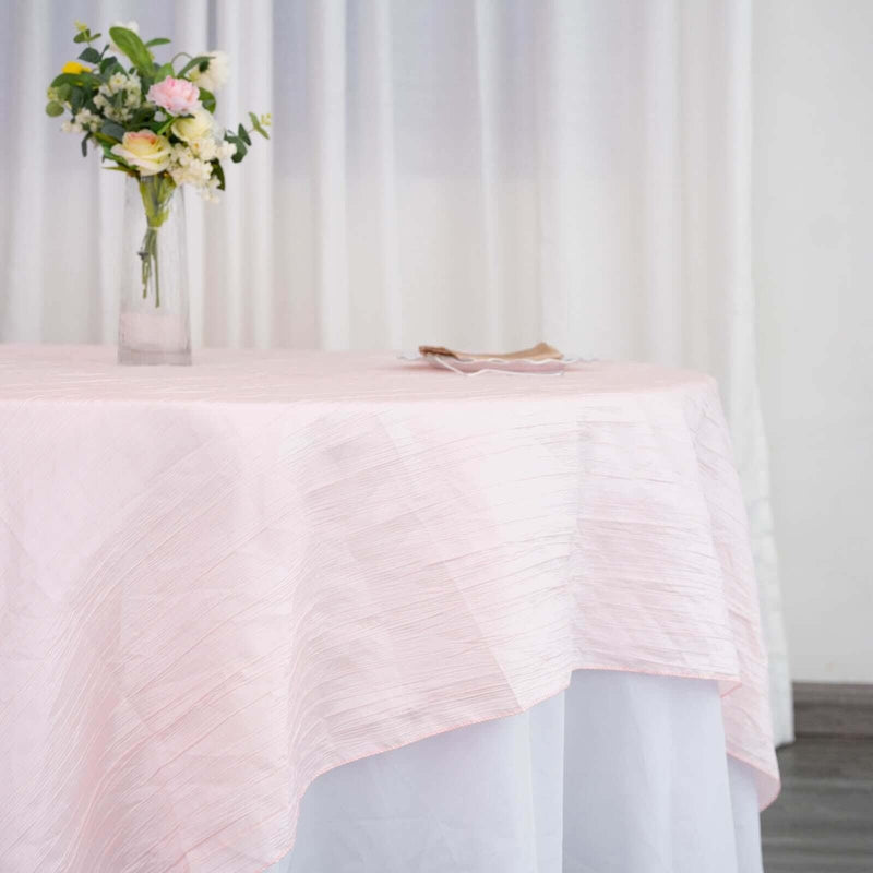90" x 90" Metallic Crinkled Taffeta Table Overlay