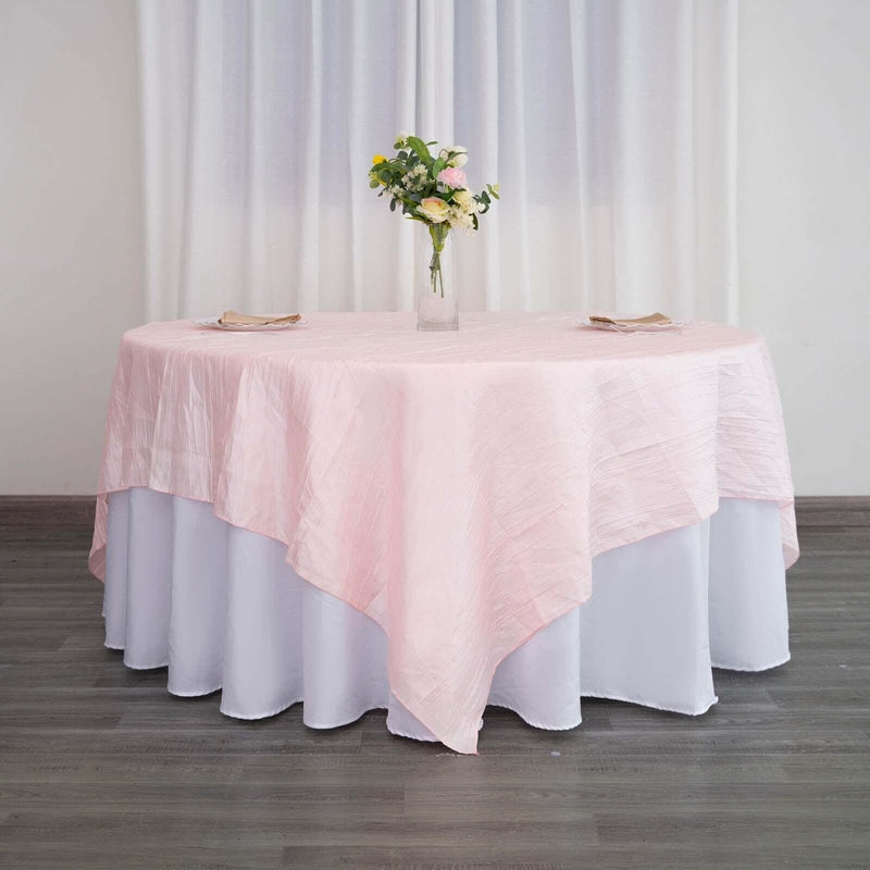 90" x 90" Metallic Crinkled Taffeta Table Overlay