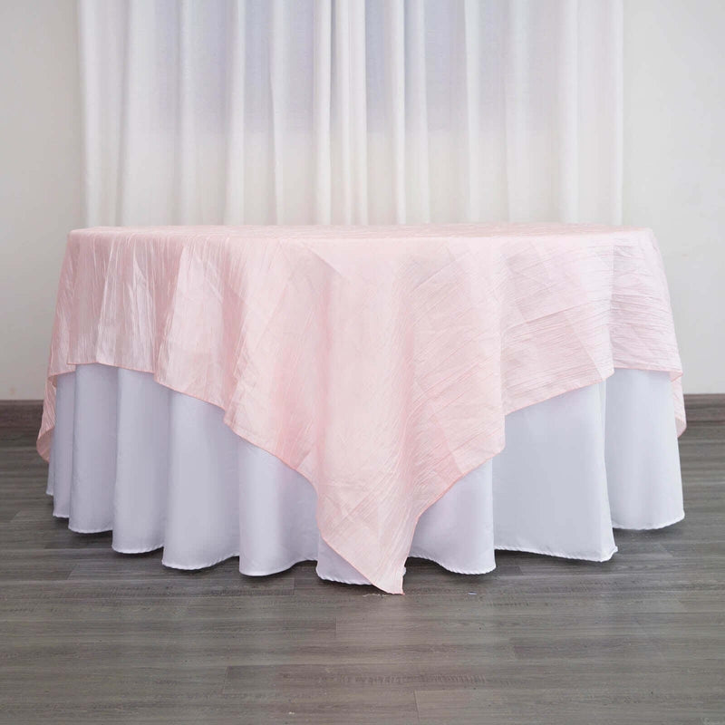 90" x 90" Metallic Crinkled Taffeta Table Overlay