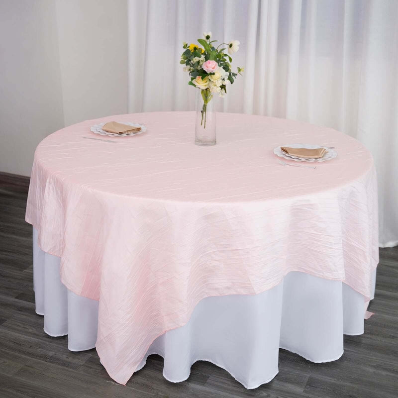 90" x 90" Metallic Crinkled Taffeta Table Overlay