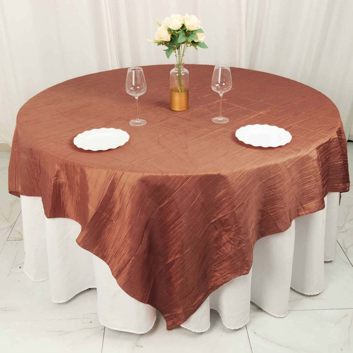 90" x 90" Metallic Crinkled Taffeta Table Overlay