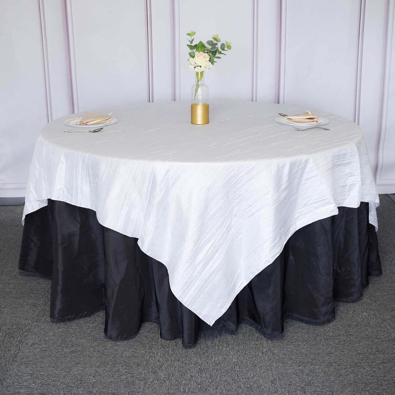 90" x 90" Metallic Crinkled Taffeta Table Overlay