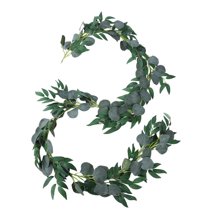 6 ft Artificial Eucalyptus Leaf Garland String Lights - Green