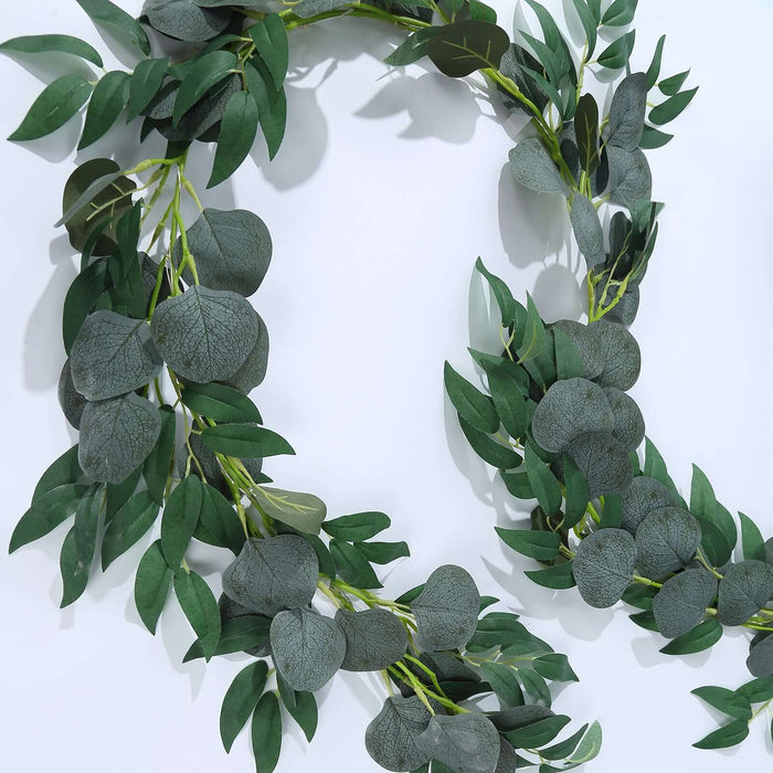 6 ft Artificial Eucalyptus Leaf Garland String Lights - Green