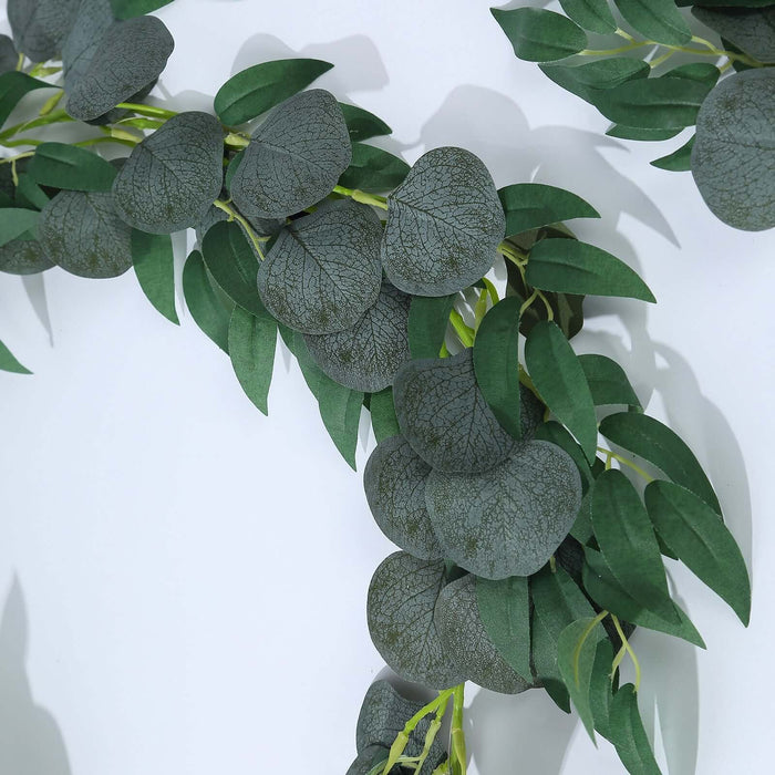 6 ft Artificial Eucalyptus Leaf Garland String Lights - Green