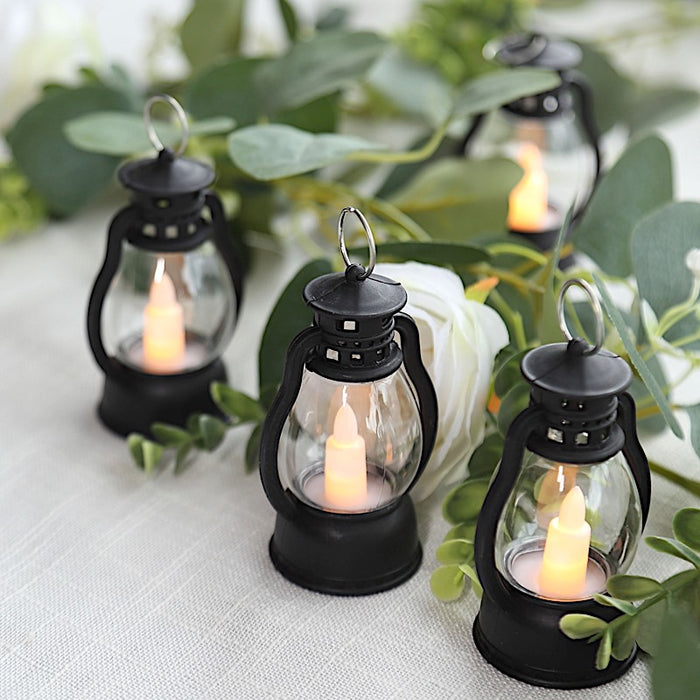 12 Vintage Mini LED Candle Lanterns - Black