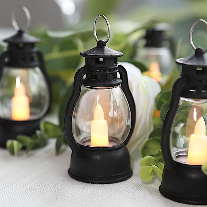 12 Vintage Mini LED Candle Lanterns - Black