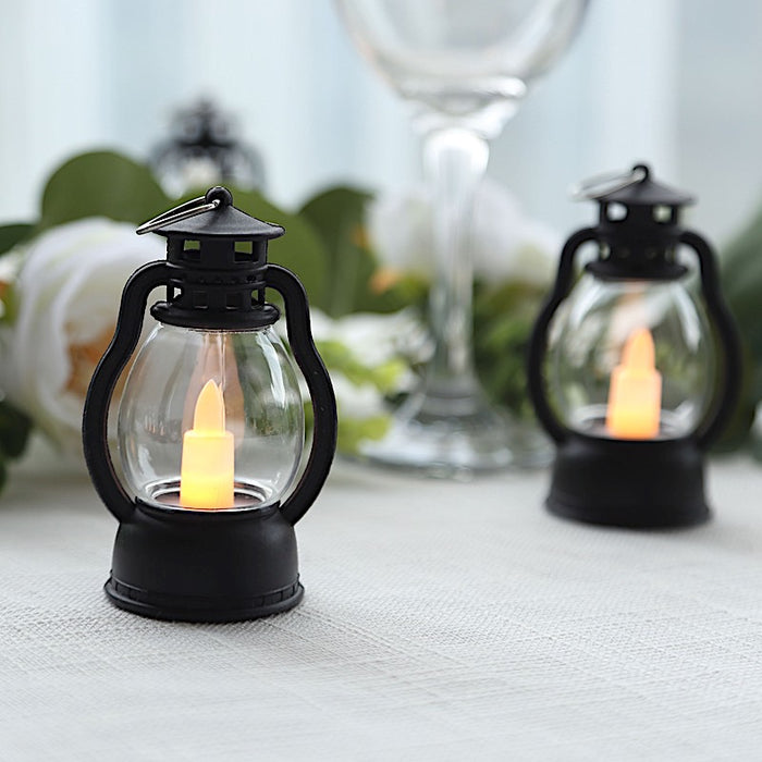 12 Vintage Mini LED Candle Lanterns - Black