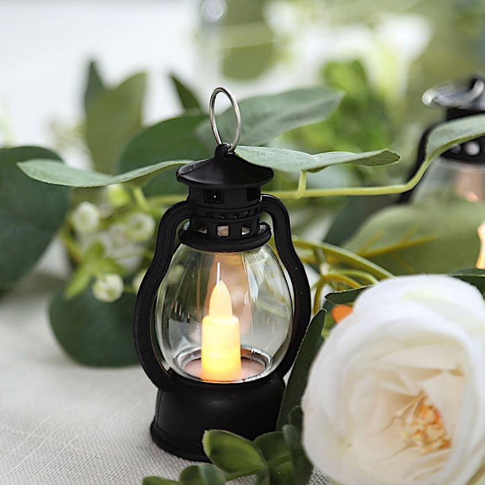 12 Vintage Mini LED Candle Lanterns - Black