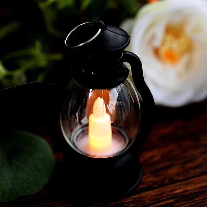 12 Vintage Mini LED Candle Lanterns - Black