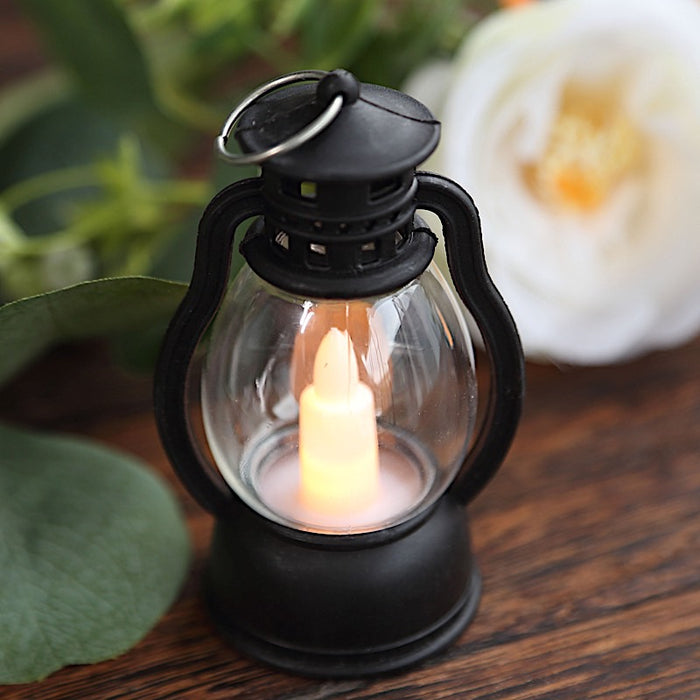 12 Vintage Mini LED Candle Lanterns - Black