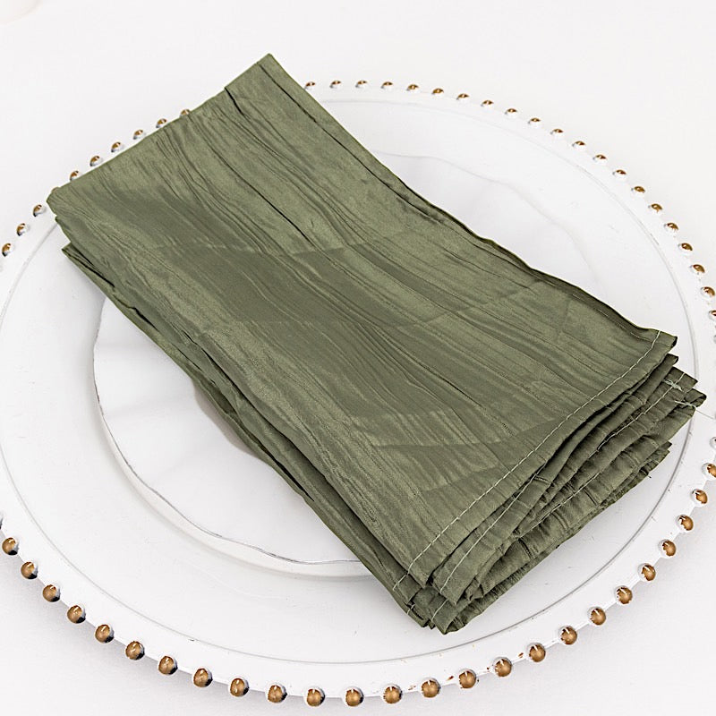 5 Accordion Crinkled Taffeta Dinner Napkins