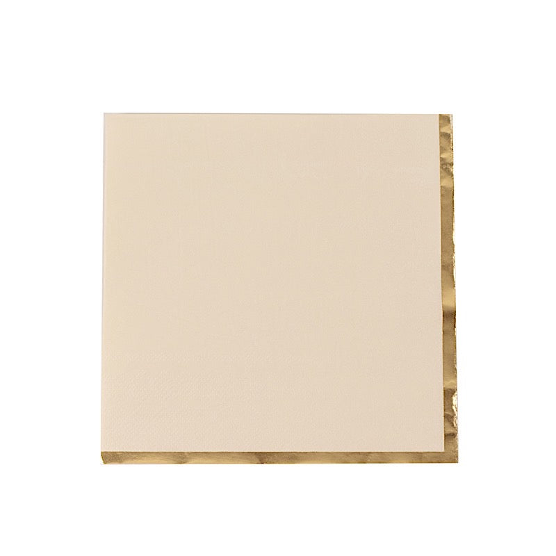 50 Pastel 2 Ply Dinner Cocktail Paper Napkins with Gold Rim