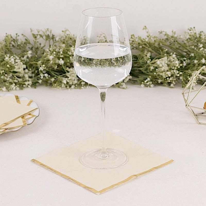 50 pcs 2 Ply Dinner Cocktail Paper Napkins with Gold Rim