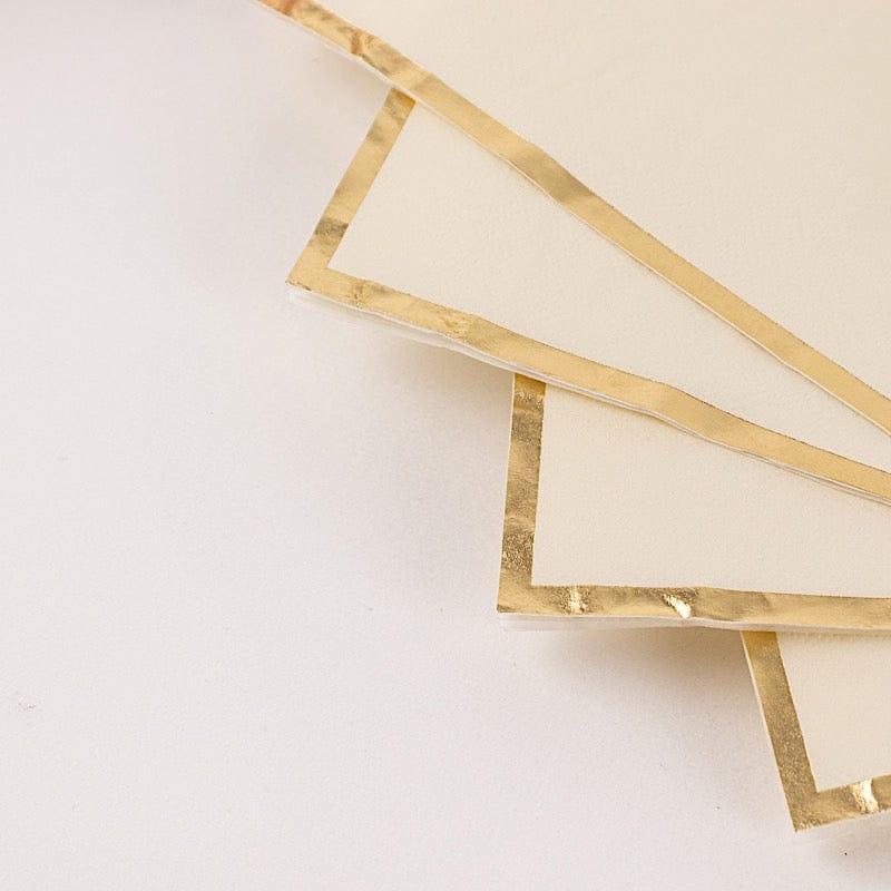 50 pcs 2 Ply Dinner Cocktail Paper Napkins with Gold Rim
