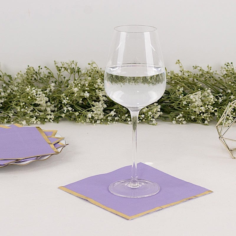 50 pcs 2 Ply Dinner Cocktail Paper Napkins with Gold Rim