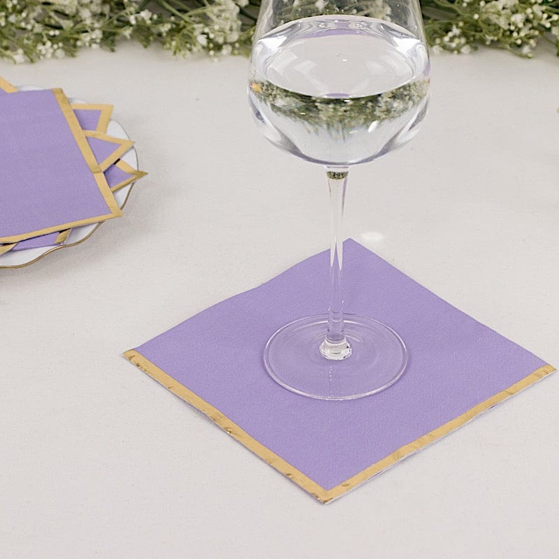 50 pcs 2 Ply Dinner Cocktail Paper Napkins with Gold Rim