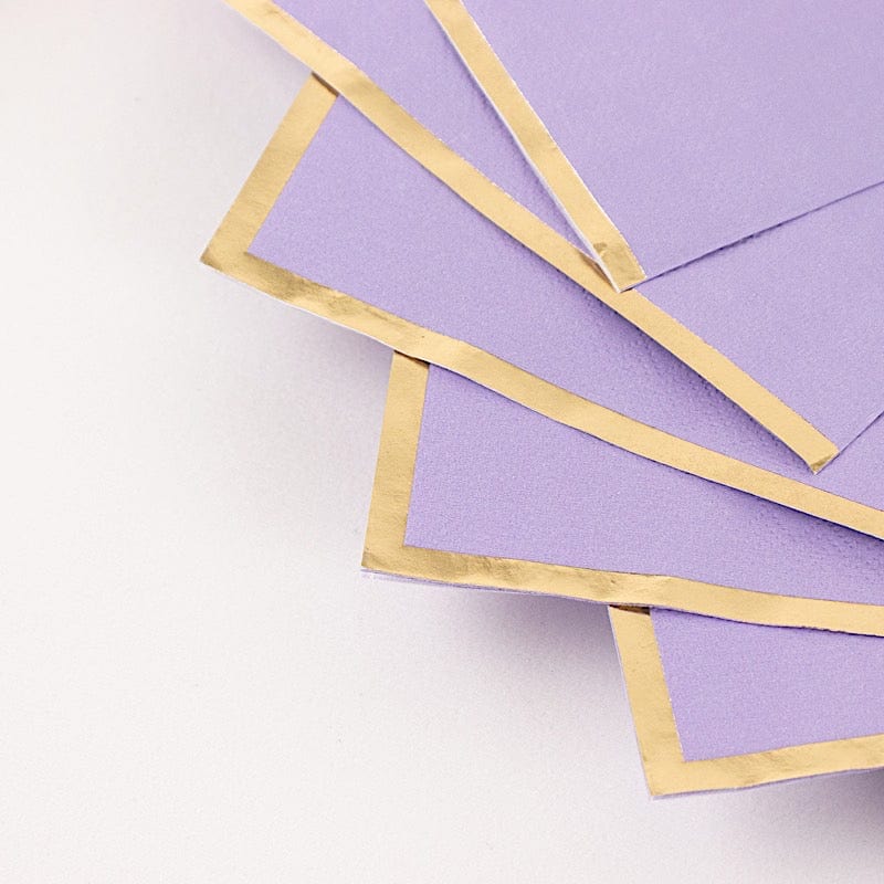 50 pcs 2 Ply Dinner Cocktail Paper Napkins with Gold Rim