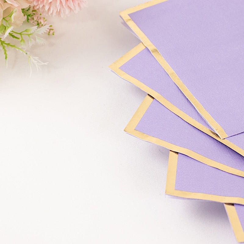 50 pcs 2 Ply Dinner Cocktail Paper Napkins with Gold Rim