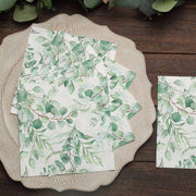 20 Leaves Design 13" x 13" Dinner Paper Napkins - White and Green NAP_BEV08_GRN