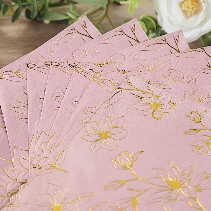 50 Square Soft 2 Ply Dinner Paper Napkins with Flowers Print