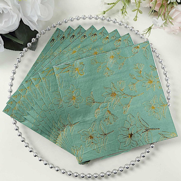 50 Square Soft 2 Ply Dinner Paper Napkins with Flowers Print