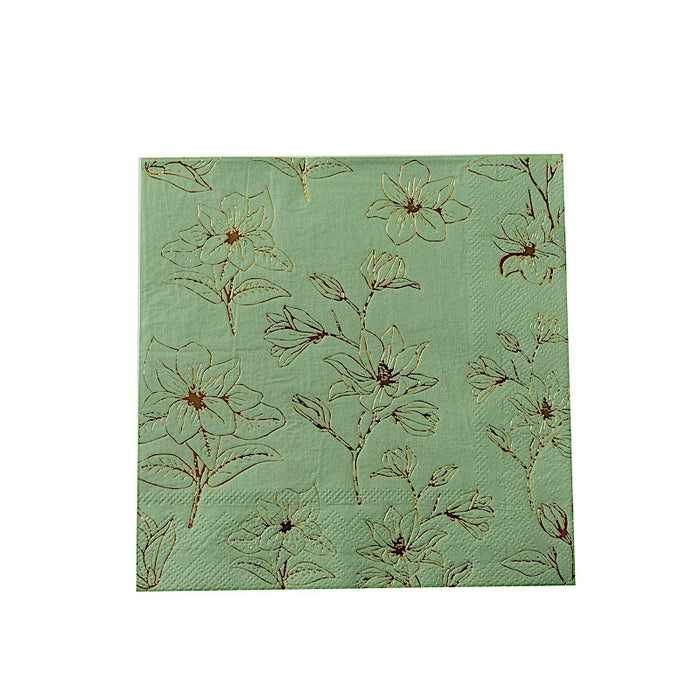 50 Square Soft 2 Ply Dinner Paper Napkins with Flowers Print