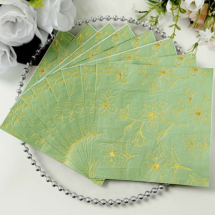 50 Square Soft 2 Ply Dinner Paper Napkins with Flowers Print