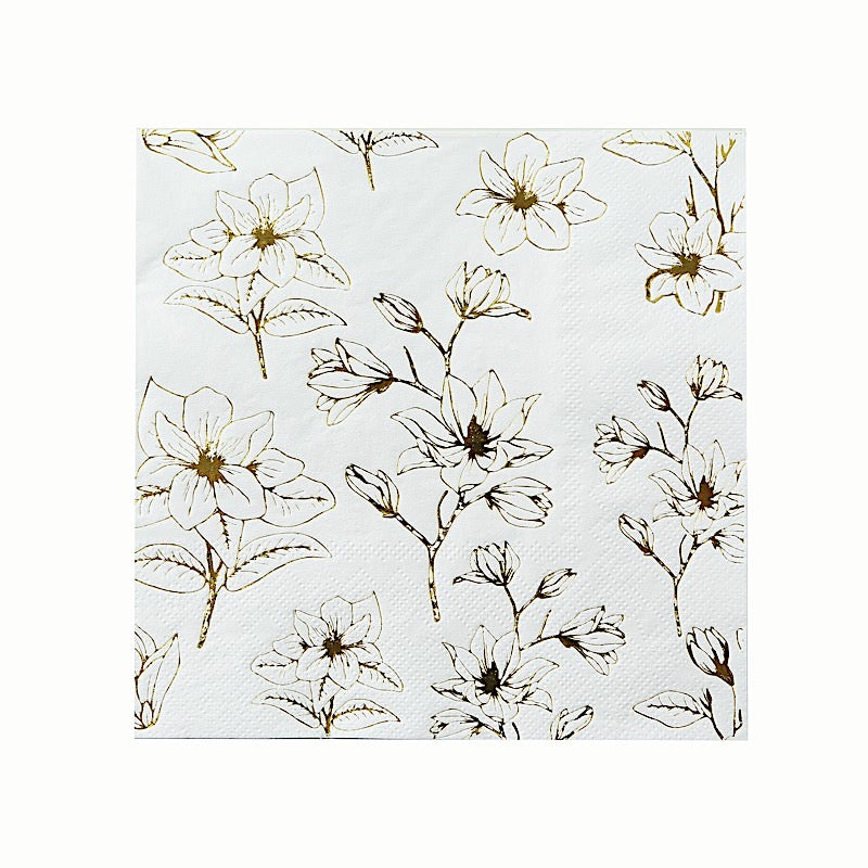 50 Square Soft 2 Ply Dinner Paper Napkins with Flowers Print