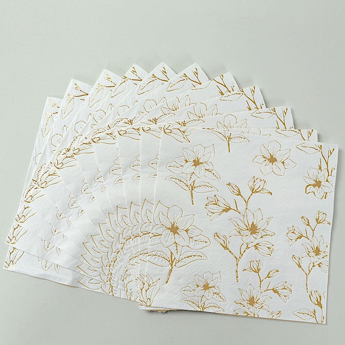 50 Square Soft 2 Ply Dinner Paper Napkins with Flowers Print