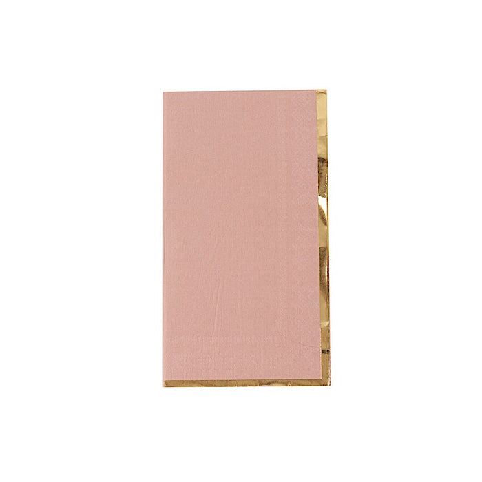 50 Soft 2 Ply Dinner Paper Napkins with Gold Foil Edge