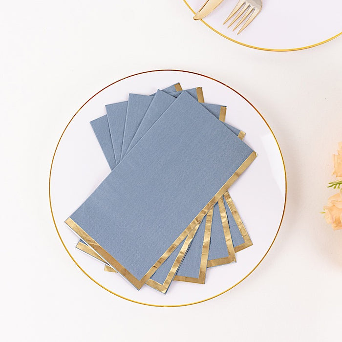 50 Soft 2 Ply Dinner Paper Napkins with Gold Foil Edge