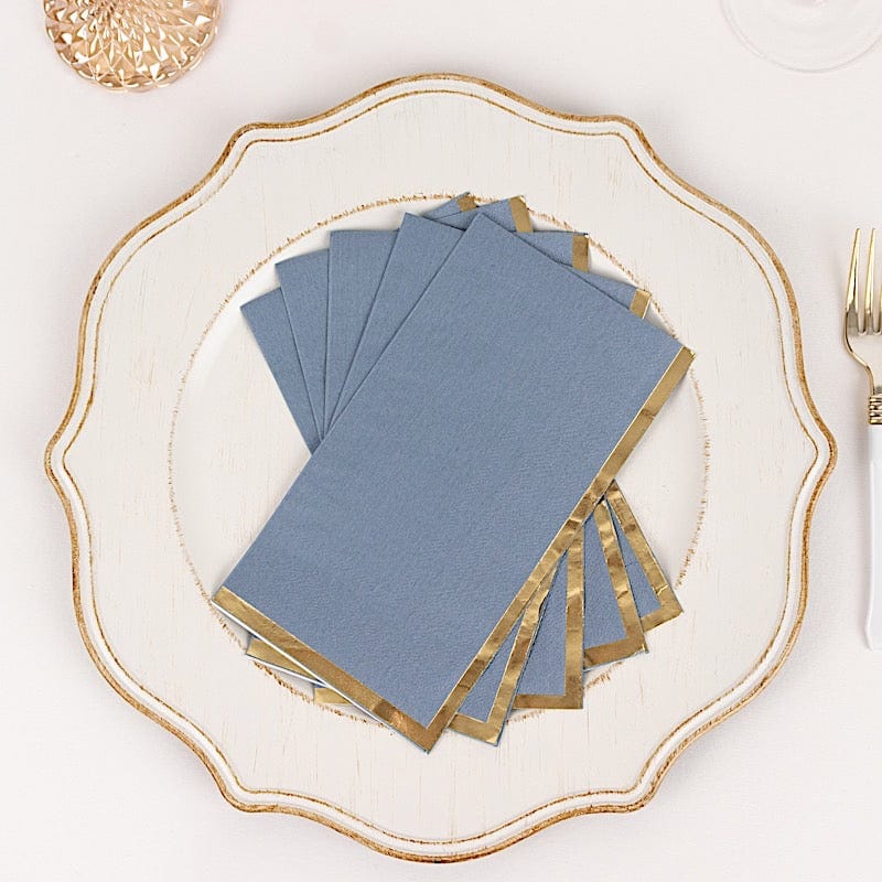 50 Soft 2 Ply Dinner Paper Napkins with Gold Foil Edge